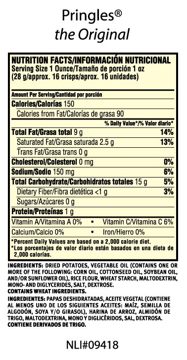 Pringles Nutrition Facts Label Images