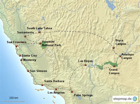 Stepmap Usa Westküste 16 Landkarte Für Nordamerika