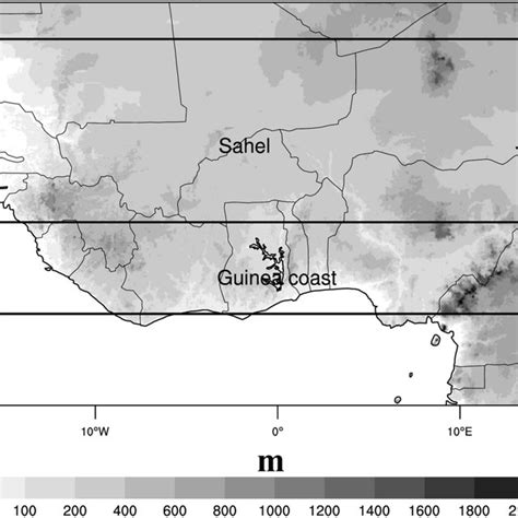 Study Domain Showing West African Topography And The Regions Designated