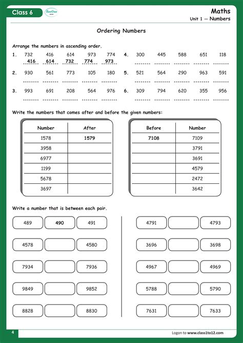 Cbse Class 6 Maths Knowing Our Numbers Worksheet