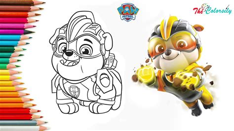 How To Draw Paw Patrol Mighty Pups Rubble Easy Step By Step Rubble