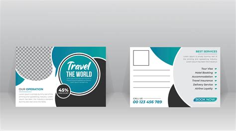 Tours Or Travel Postcard Template Design Vector Art At Vecteezy