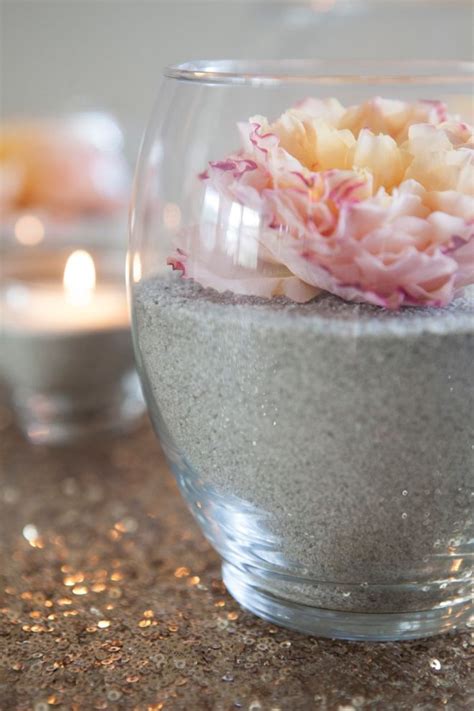 Make These Gorgeous Sand And Flower Centerpieces Sand Centerpieces