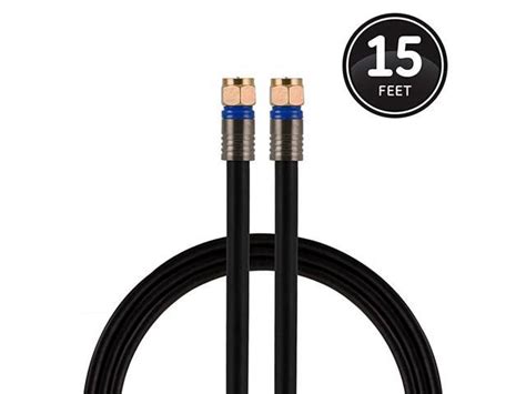Rg6 Coaxial Cable 15 Ft Ftype Connectors Quad Shielded Coax Cable 3 Ghz