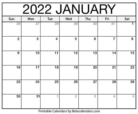 Free Printable Calendar January 2022 Customize And Print