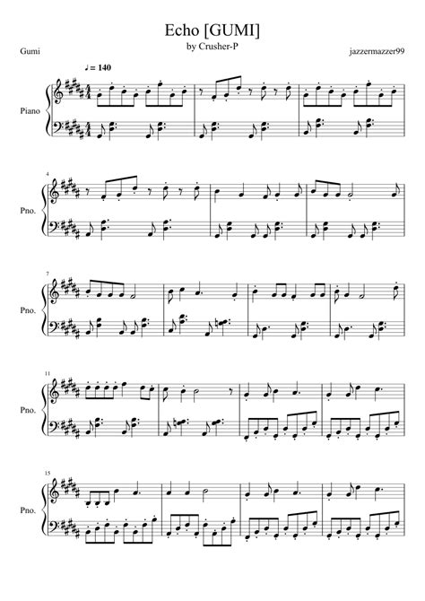 Echo Piano Adaptation Gumi Easy Version Sheet Music For Piano