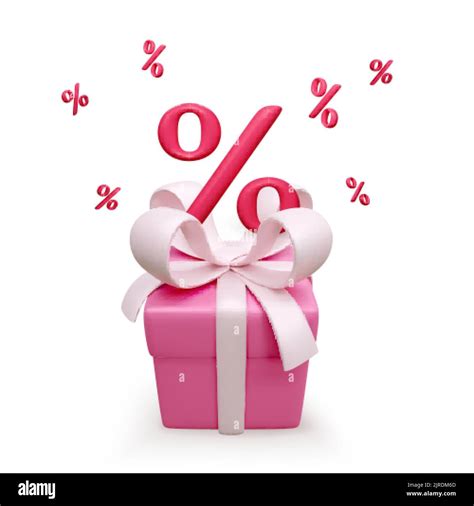 3d Pink T Box With Bow And Percent Symbol On It Falling Percentage