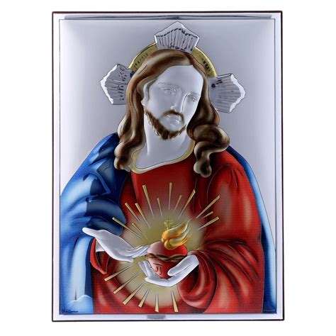 Cuadro Sagrado Corazón De Jesús De Bilaminado Con Parte Venta Online