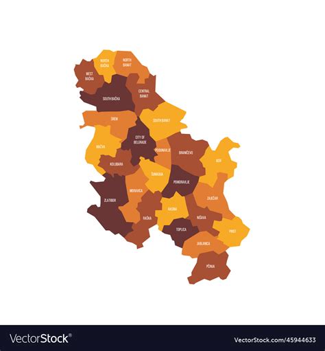 Serbia Political Map Of Administrative Divisions Vector Image