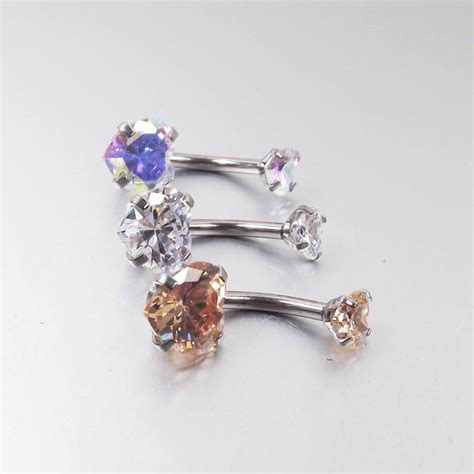 1 Piece Internally Threaded Stainless Steel Navel Ring Heart Double Ab Zircon Sexy Belly Button