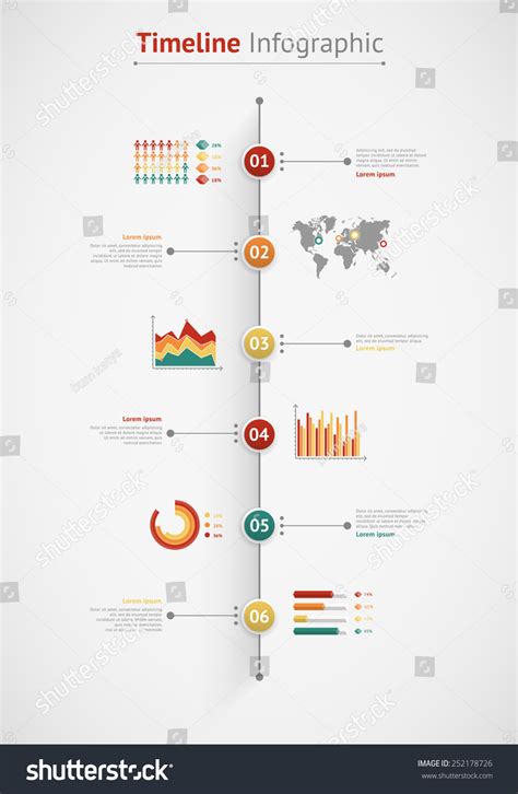 Vektor Stok Timeline Vector Infographic World Map Tanpa Royalti