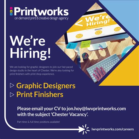 Printworks Chester Are Hiring Graphic Designer And Print Finisher