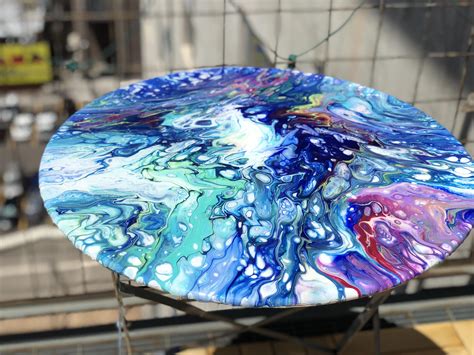 Resin Covered Acrylic Pour On Fold Out Bistro Table Rpourpainting