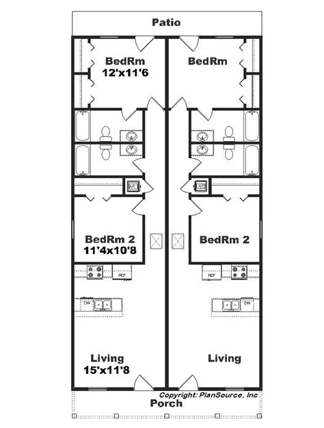 Narrow Lot Duplex J1690 15d Duplex House Plans Duplex Plans Duplex