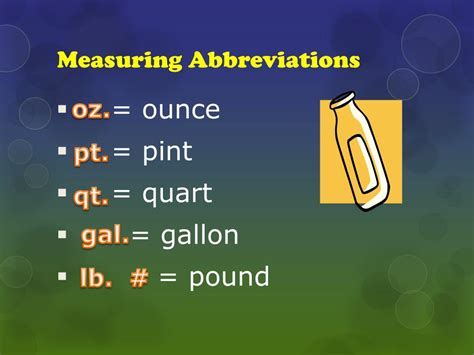 Ppt Measuring Abbreviations And Equivalents Powerpoint Presentation Id