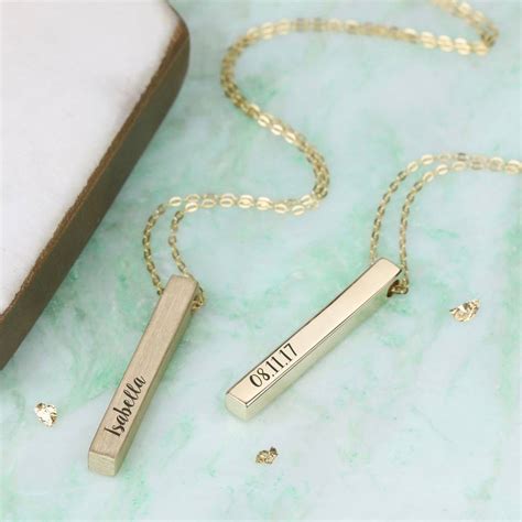Personalised Solid 9ct Gold Bar Necklace By Lisa Angel