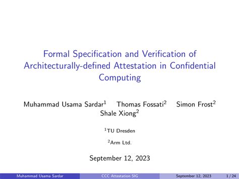 Pdf Presentation Formal Specification And Verification Of