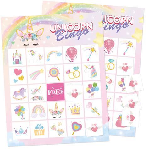 Buy Unicorn Bingo Game 24 Players Unicorn Party Games For Kids Girls