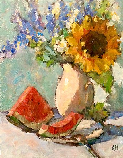 Summer Muse Sunflower Watercolor Painting Floral Painting Flower