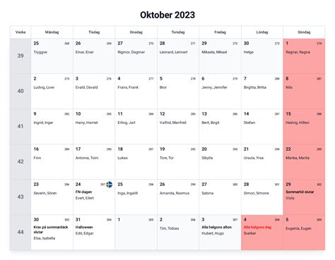 Kalender Oktober 2023