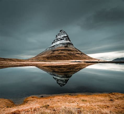 Kirkjufell Mountain Peak Lake Reflections Iceland Hd Wallpaper