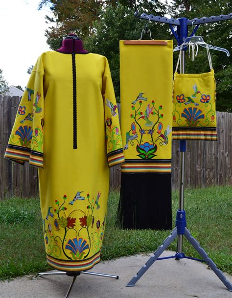 Womans Traditional Powwow Regalia Machine Embroidered Native American