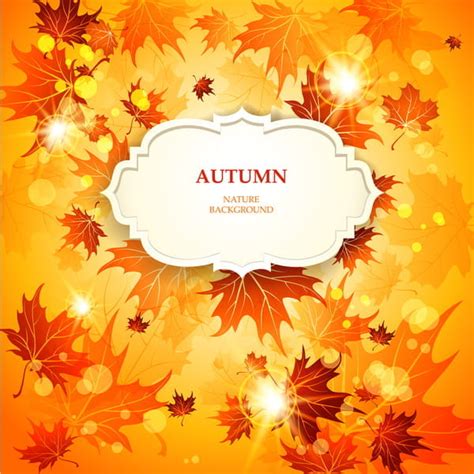 Gold Autumn Leaves Background With White Label Vector Eps Uidownload
