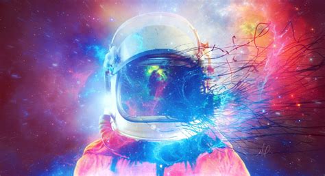 Wallpaper Colorful Illustration Abstract Astronaut