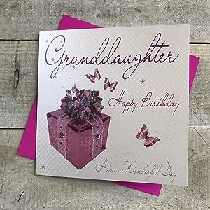 White Cotton Cards Granddaughter Happy Birthday Handmade Card Pink Wb Amazon Co Uk