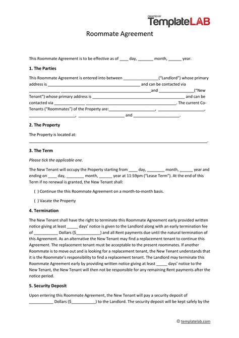 Free Roommate Agreement Templates Forms Word PDF Hot Sex Picture