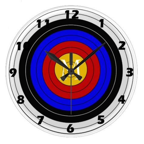 Monogrammed Archery Target Wall Clocks Zazzle