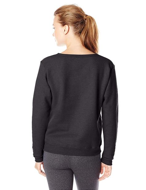 Hanes Womens V Notch Pullover Fleece Sweatshirt Ebony Ebony Size Medium Ebay