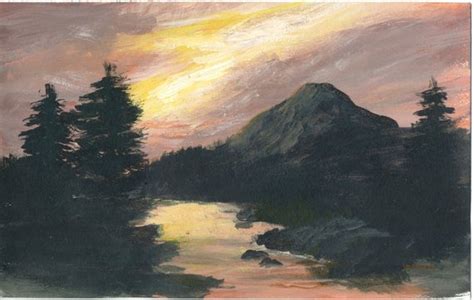Items Similar To Mountain Sunset Landscape Painting Print