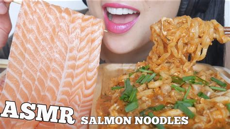 asmr salmon noodles spicy noodles satisfying eating sounds no talking sas asmr youtube