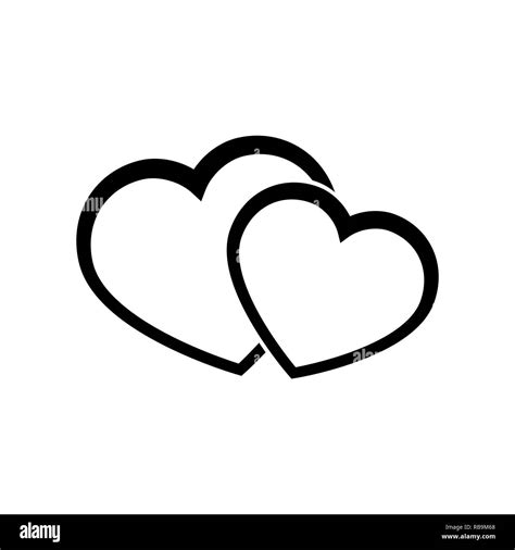 Two Hearts Line Icon On White Background Stock Vector Image Art Alamy