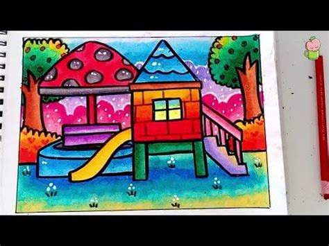 Cara menggambar pemandangan taman bermain | gambar pemandangan alam yang mudah. Taman Bermain Playground Belajar menggambar dan mewarnai gradasi oil pastel anak anak - YouTube ...