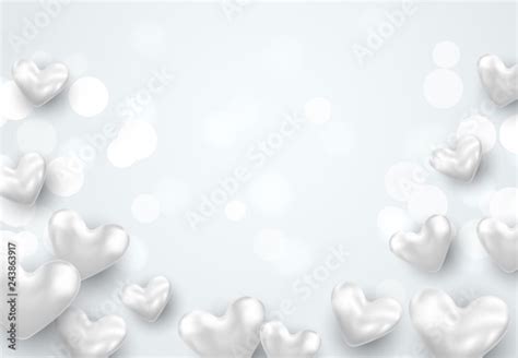 Valentines Day Background With Silver Hearts Stock Image And Royalty