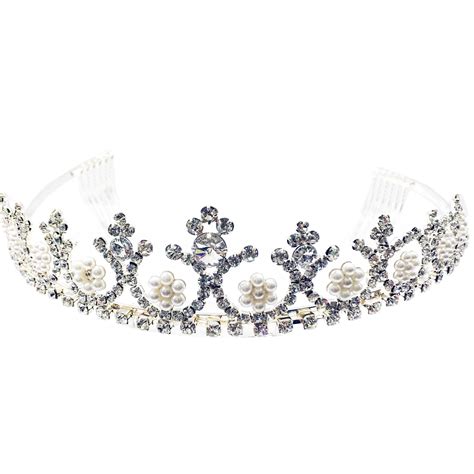kate marie cwn dh1900 rhinestone crown tiara headband in silver