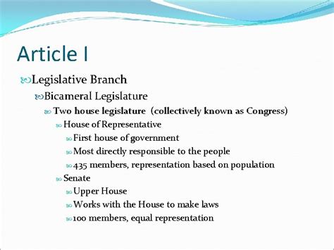 Chapter 3 The Constitution Key Terms Bicameral Legislature