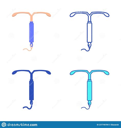 Intrauterine Device Icon Set In Flat And Line Style Stock Vector