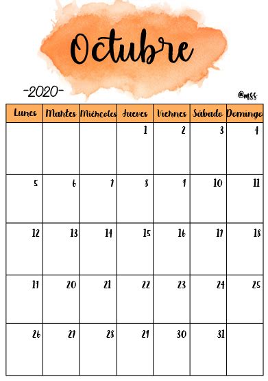 Plantilla Calendario Octubre Calendario Jun 2021