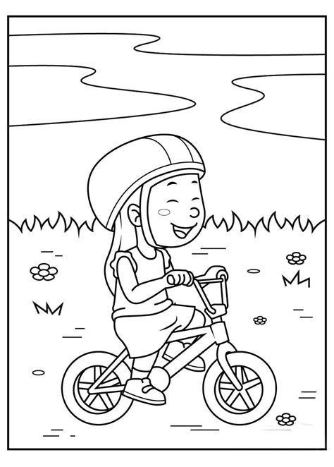 Niño Sonriente Montando Bicicleta Para Colorear Imprimir E Dibujar