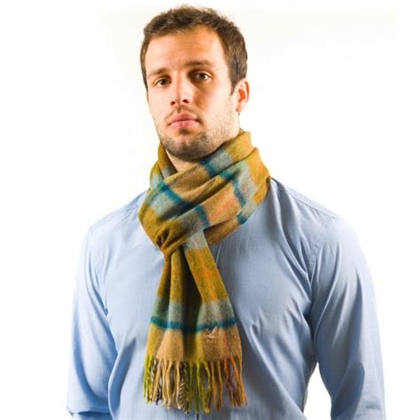Lyle And Scott Dent Heather Blue Check Lambswool Scarf From Ties Planet Uk