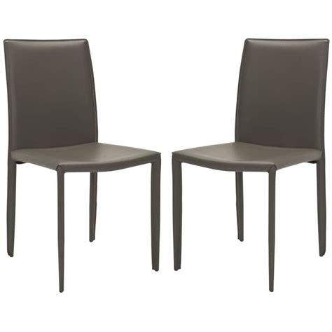 Safavieh Dining Mid Century Jazzy Bonded Leather Grey Dining Chairs