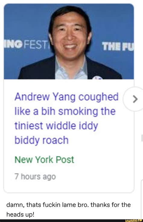 New york mayoral hopeful andrew yang has admitted defeat in the city's democratic primary, conceding the race after early results showed rapidly with the new system in place, as well as tens of thousands of absentee ballots set to be counted early next month, a winner likely won't emerge for. Andrew Yang coughed > like a bih smoking the tiniest ...