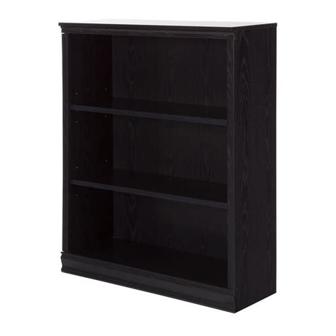 South Shore Morgan 3 Shelf Bookcase In Black Oak 10140