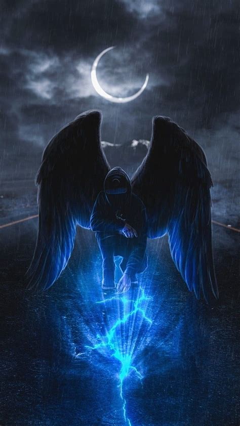 angel dark fantasy art neon pinterest nz hooded man hd phone wallpaper pxfuel