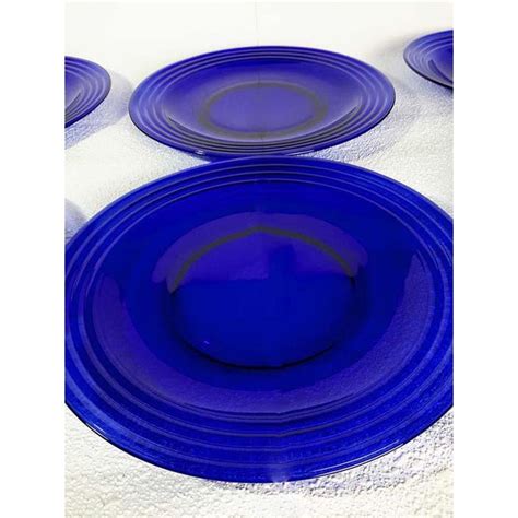Pyrex Cobalt Blue Glass Ringed Dinnerware Set Of 8 Chairish