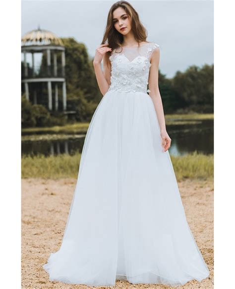 Shop a wedding dress website that is a trusted usa retailer; Modest Lace A Line Beach Wedding Dress Cheap Boho Cap ...