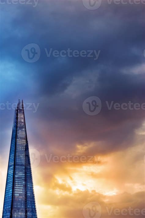 The Shard London Skyscraper Against Dusk Lit Sky 1110662 Stock Photo At